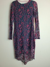 Girls On Film Blue Lace Bodycon Dress Size 8 