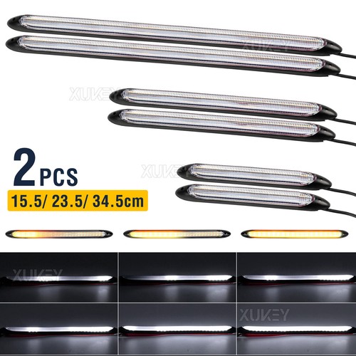 2x Front Fender LED Strip Turn Signal Car Truck DRL Daytime Running Light DRL - Picture 9 of 12