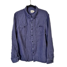 Flint and Tinder Shirt Mens XL Blue Cotton Long Sleeve Button-Down Pockets