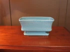 Vintage McCoy Pottery Blue-Green Ribbed Swirl Rectangular Pedestal Planter Pot