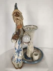 Vintage 80's Wizard Candle Holder Vase Folk Art Pottery Signed Our Gang 11"