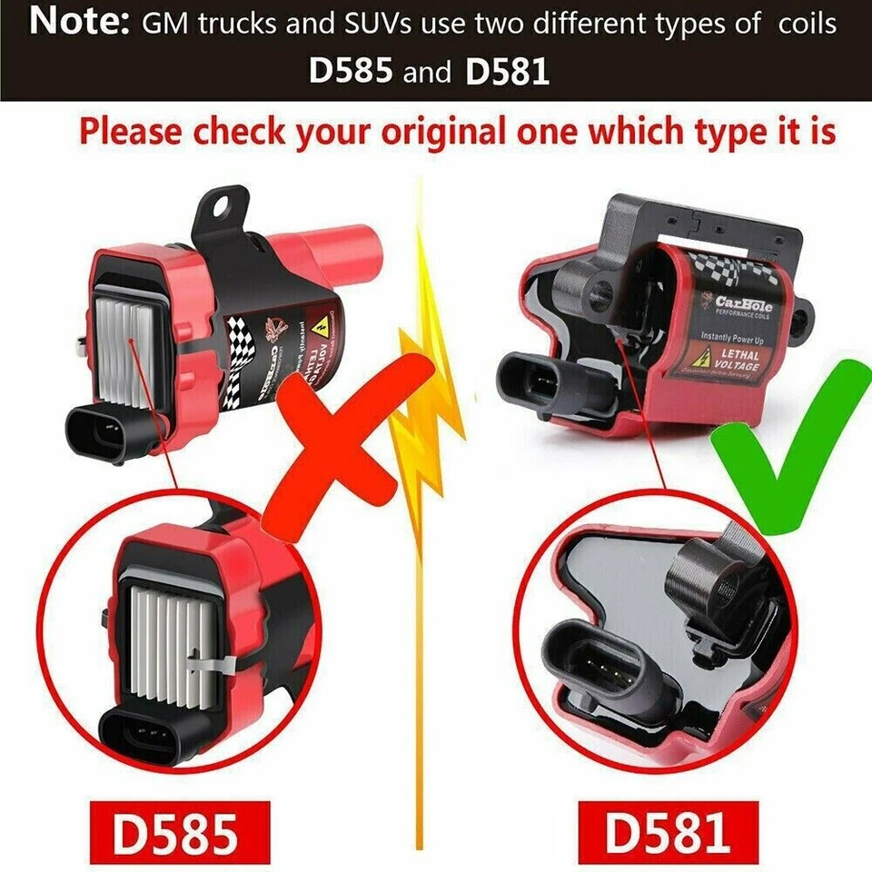 8 Pack Square Ignition Coil and Spark Plug Wire For Chevy GMC 4.8L 5.3 6.0L 8.1L - Image 3 of 4