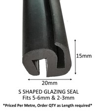 S Shaped Window Rubber Seal 5/6MM X 2/3MM
