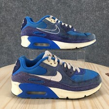 Nike Shoes Youth 6.5 Air Max 90 SE 2 GS Training Sneakers Blue Suede DB4179-400
