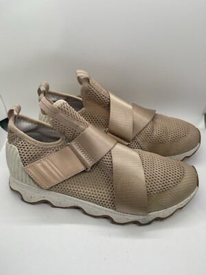 Sorel Women’s Size Strap Sneakers Knit Sneakers Fashion Metallic Tan 