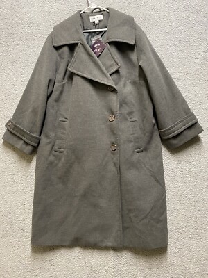 AVA & VIV Coat Womens 2X Gray 3 Button Plus Size Long Lined Stretch Collared