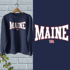 Maine Double Arc Font US Flag Sweatshirt, Adult Unisex S-XXL, Cotton Poly Blend