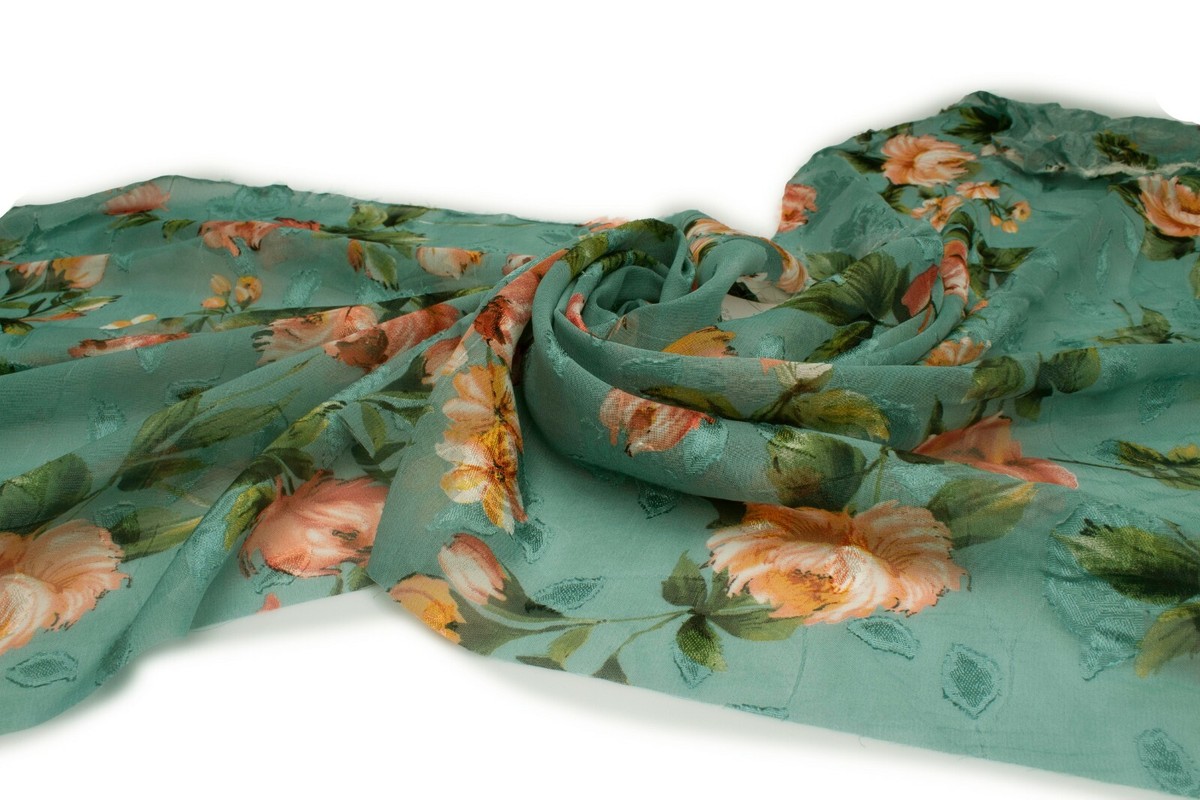 Tissu Mousseline De Soie Imprimé Floral - 50 X 150 Cm - 100% Polyester - Neuf
