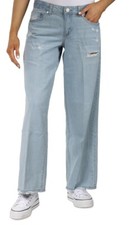 Indigo rein-cotton distressed wide- boyfried jeans size 11 W29-L31 