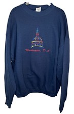 Vintage 90s Washington DC Sweatshirt Made in USA Embroided Pullover Mens Size XL