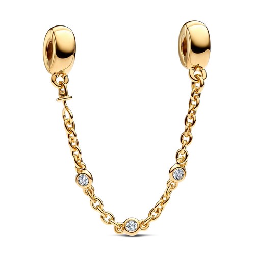 PANDORA Schmuck Sicherheitskette Dreifacher Klarer Stein Goldfarben 763515C01-05