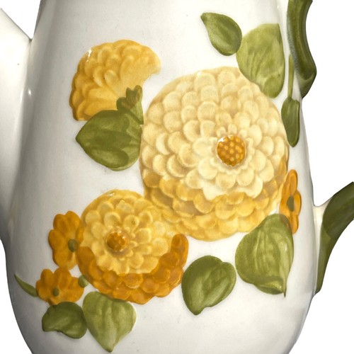 Vintage Metlox Coffee Urn Sculptured Zinnia PoppyTrails 10”x6” Green Gold - Picture 2 of 12
