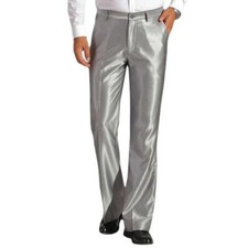 Men Shiny Flares Pants Formal Dress Trouser 60s 70s Vintage Bell Bottom Slim SZ