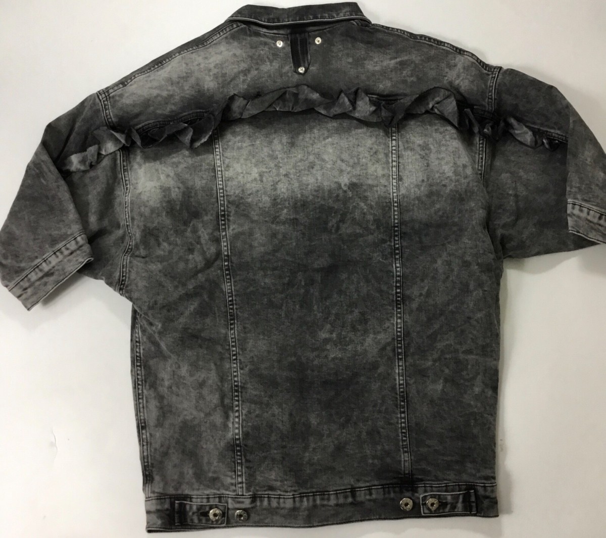 Diesel Men De-Vic Denim Short Sleeve Button up Jacket $298 Gray