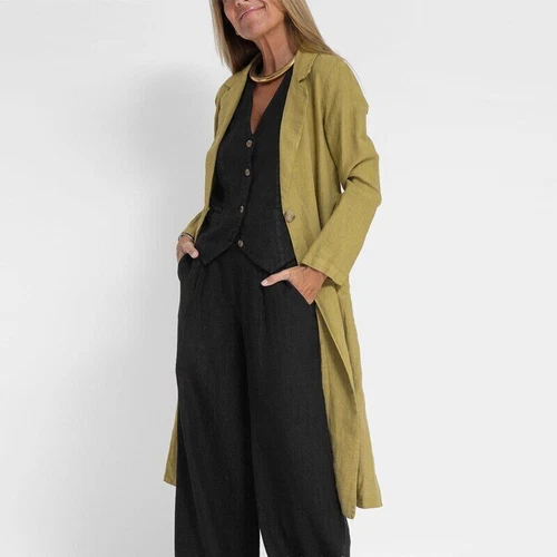 Women's suit jacket vest/top+pants new patchwork cotton linen casual set - Bild 3 von 34
