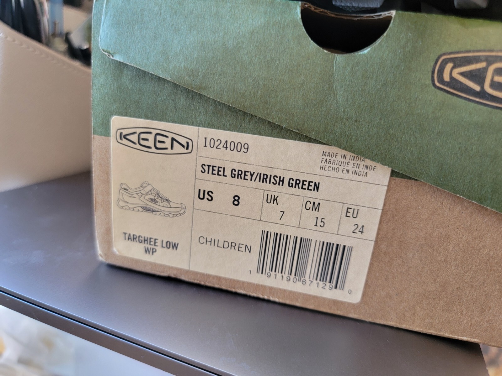 Scarpe da trekking basse impermeabili Keen Targhee per bambini grigio verde irlandese