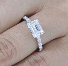 Radiant Cut 925 Sterling Silver CZ Engagement Ring Wedding Band Size 3-15 S6337