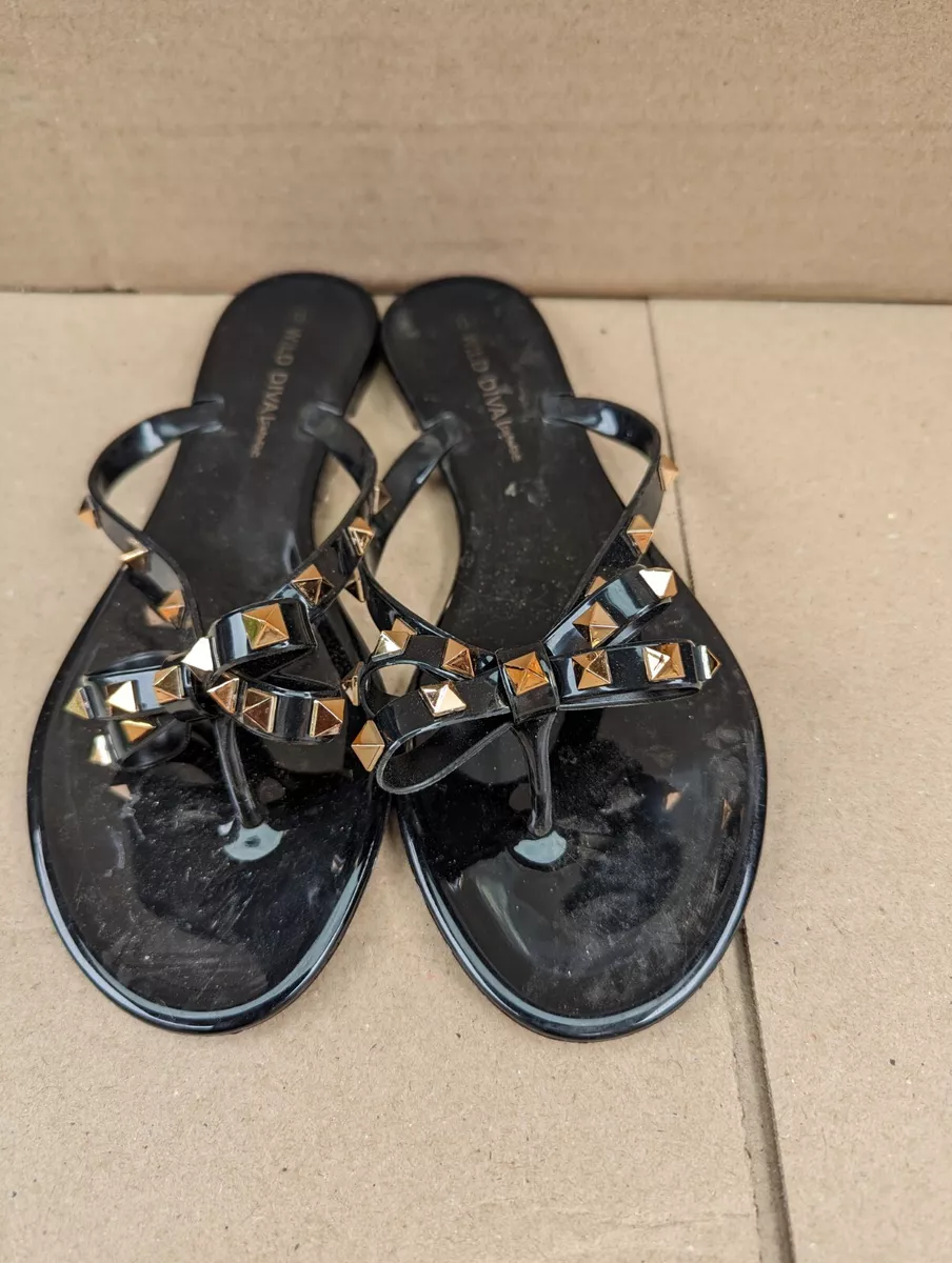 Studded bow jelly sandals sale