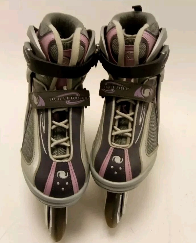 Women's Roller Derby Inline Skates Boots Size UK6 Purple Grey VGC SEE SAS - Image 2 of 4