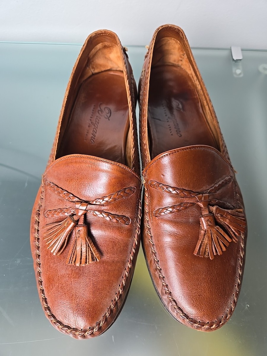 Bragano Italy Leather Tassle Loafers Sz 9.5 M Basket Weave  display picture 1