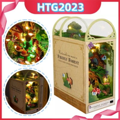 DIY LED Book Nook Kit Miniatur 3D Holzpuzzle Bücherregaleinsatz Mini-Puppenhaus