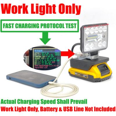1x LED Work Light fits DeWalt 20v MAX XR Li-Ion Batteries-2280LM w/FAST USB PORT
