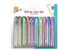 Glitter Glue Pens x10 Assorted Colours Sparkly Gel Tubes Art Craft Children Kids