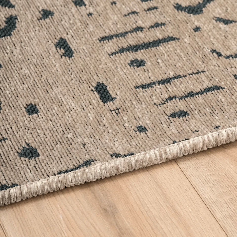 Alfombra Visón Estampado Escandinavo, Alfombra Tejida Viscosa con Base Antideslizante Foto 4 de 4