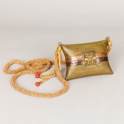 BLOOM Vintage 20er Kupfer Messing Tasche Kork Schulter Samt Interieur Art Deco