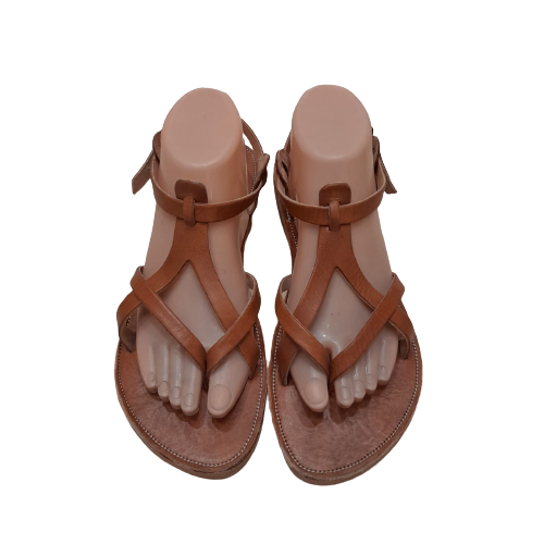 Brown Leather sandals women, Summer Shoes, barefoot sandals, Gift for Her, flat 