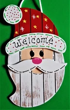 DISTRESSED Welcome SANTA SIGN Wood Plaque Christmas Door Wall Art Primitive