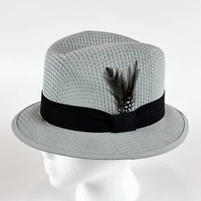 Garcia Signature Hat Light Gray Lowrider Derby Style Hat Black Band 55 (6 7/8)