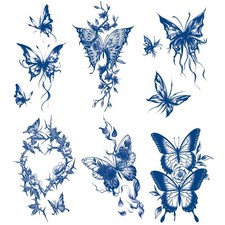 Semi-permanent Butterfly Temporary Tattoos, 6-Sheet 2 Weeks Long Last Waterpr...