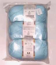 New 3-Pk Lion Brand  24/7 100 Cotton Yarn Crochet Knitting in Aqua Light Blue