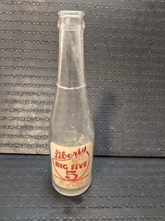 VINTAGE LIBERTY BOTTLING WORKS BIG FIVE ACL 10 FL. OZ SODA BOTTLE KAM FLEA BUY