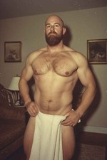 Male Muscle Beefcake Risque Bearded Model Vintage Style Portrait 4x6