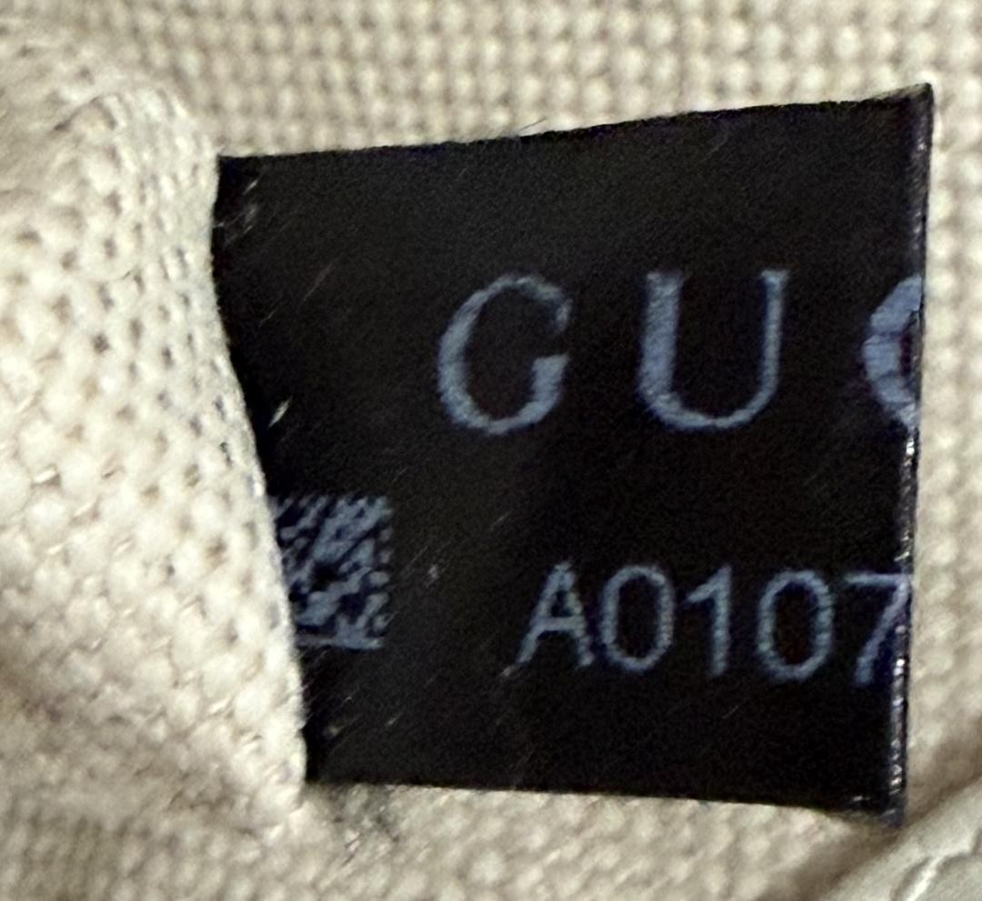 GUCCI Craft Tote Bag Beige White Canvas Leather Women Vintage Authentic thumbnail 11