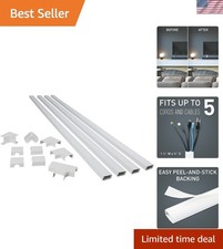 Complete Cable Management Solution: 10ft Cord Cover Kit for Wall, White Finish
