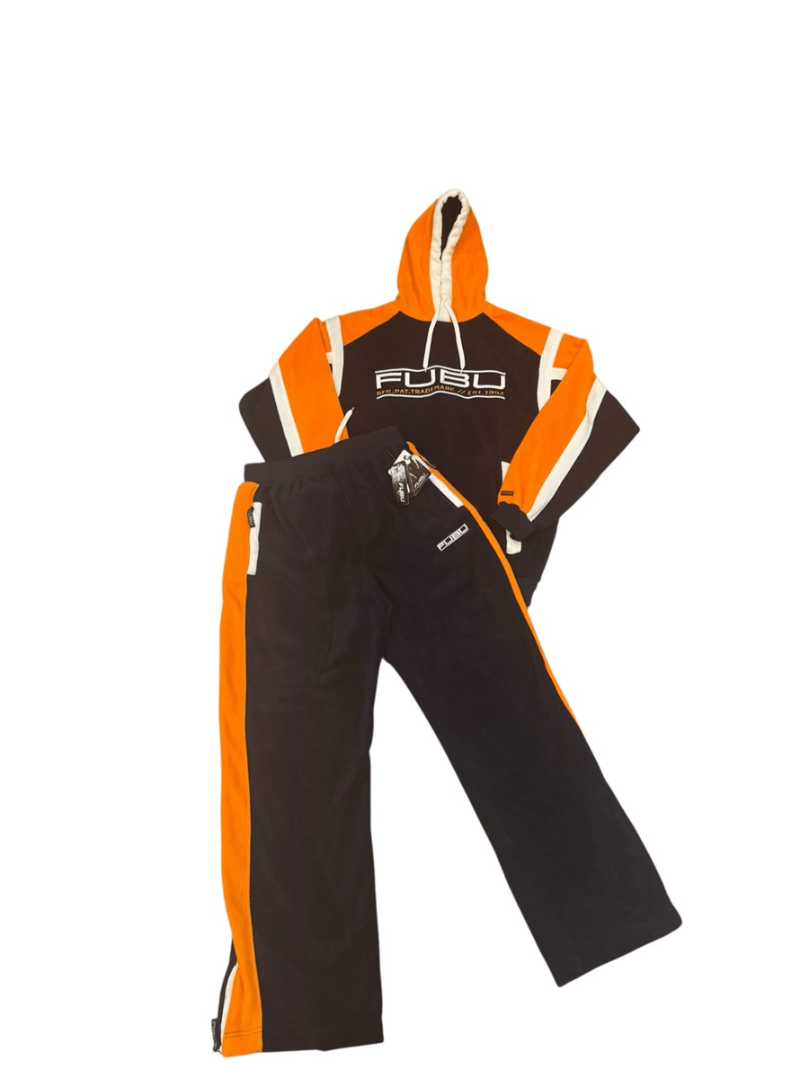 Vintage NWT Fubu Fleece Tracksuit Hoodie/Pants Set Men's L Blue