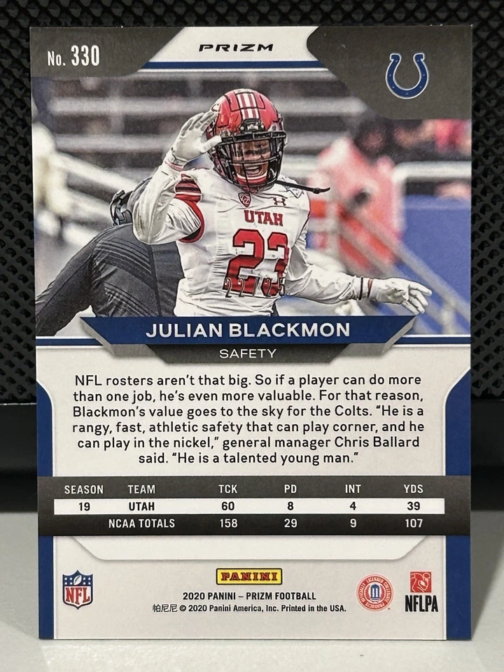 2020 Panini Prizm Julian Blackmon Blue Shimmer /25 Saints Browns Colts - Image 2 of 2