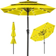 Best Choice Products Solar Umbrella LED Lights Tilt Adjustment 10ft, 3-Tier