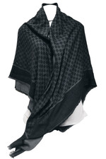 GG GUCCI Scarf 50 Silk and 50 Cashmere Shawl Gray Square Stole Wrap for Women