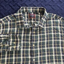 Untuckit Shirt Mens XL Green Blue Plaid Wrinkle Free Long Sleeve Button-Up