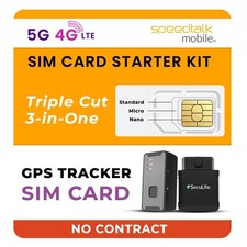 SpeedTalk Mobile GPS Tracker SIM Card Starter Kit 3 in 1 Universal...