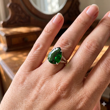Anillo de promesa conjunto de canal de compromiso alianza de boda de plata 925 PERA CROMO DIOPSIDO