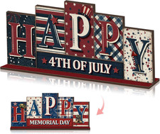 4th of July Patriotic Table Decorations Reversible 250th Anniversary Wooden Sign