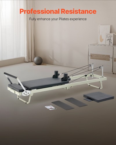 VEVOR Foldable Pilates Reformer Pilates Machine Home Gym Equipment Resistance - Picture 3 of 12