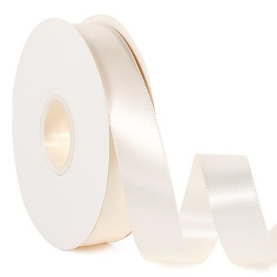 Cream White Solid Color Satin Ribbon Double Faced 1 Inch x 50 Yards Polyester