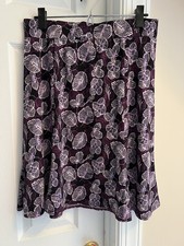 SKIRT - Sag Harbor - Purple Leaf - Elastic Waist - Below Knee -Petite Medium