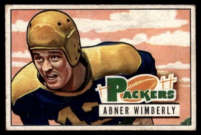 1951 Bowman Football Card Abner Wimberly Green Bay Packers #125 G-VG